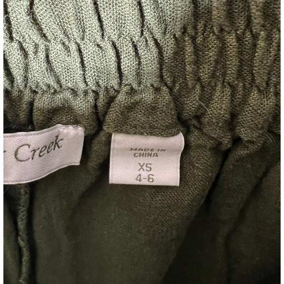Coldwater Creek Linen Rayon Pull On Cropped Pants Womens XS 4-6 Green Pockets - Picture 4 of 16